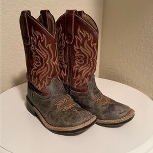 Kids Brown and Gray Western Cowboy Boots